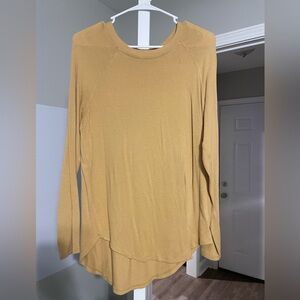 American Eagle Outfitters Mustard Yellow Crew Neck Long Sleeve Blouse